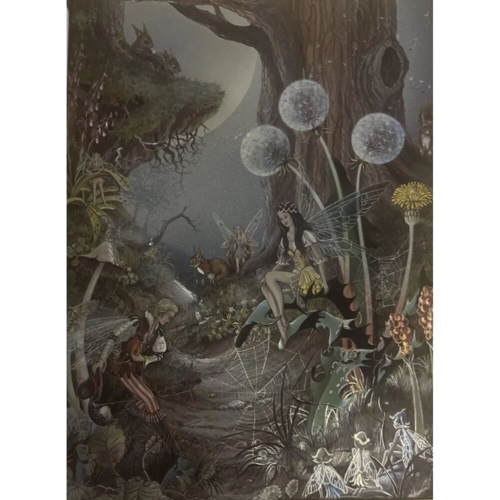 Vtg Fantasy Dufex Fairy Foil Art Print The First Meeting exquisite detail, color